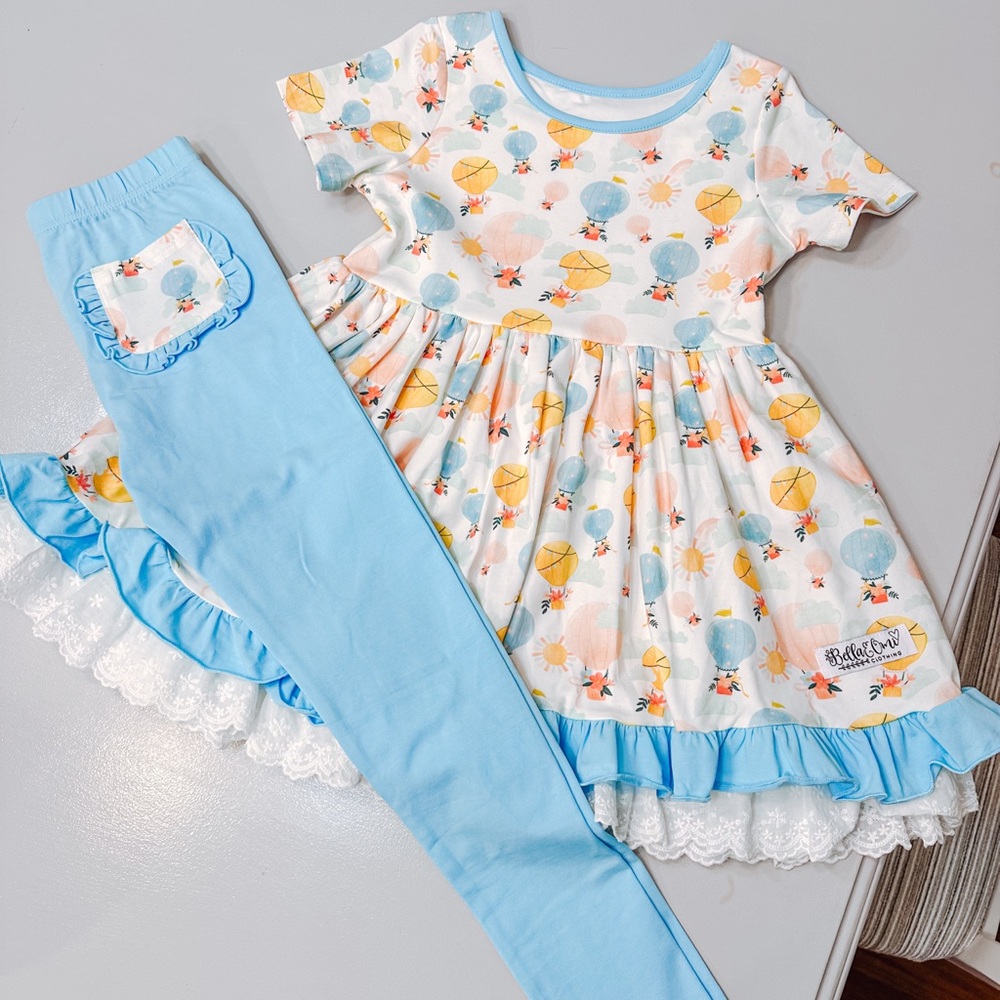 Bella & Omi Twirl Top and Leggings Set - Hot Air Balloons Size 7